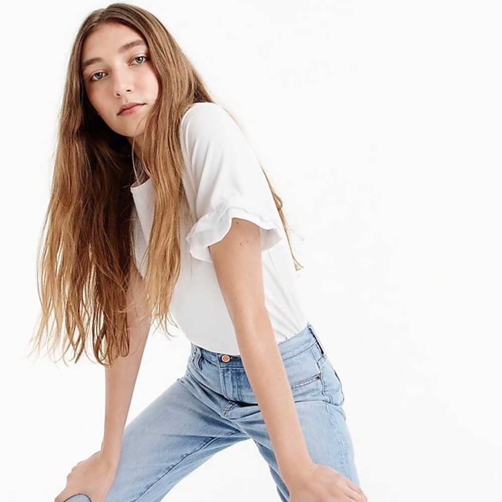 NWT J.Crew 🍏 Cotton Ruffle Sleeve Tee